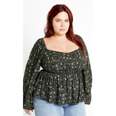 Women's Plus Size Dahlia Top - olive | CITY CHIC