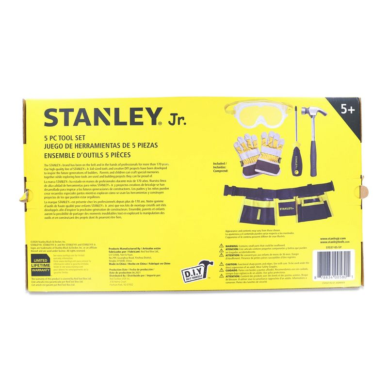 Red Tool Box Stanley Jr Tool Bag With 5 Piece Set | Screwdrivers | Hammer | Measure | Goggles, 2 of 3