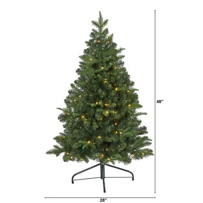 4ft Green Pre-Lit LED Grand Teton Spruce Flat Back Artificial Christmas Tree