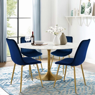Set of 4 Bingo Upholstered  Side Chair Gold Leg-Maison Boucle
