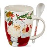tagltd Mistletoe Vintage Santa Mug with Spoon - 12oz Bone China Drinkware for Christmas - Dishwasher Safe - For Hot Beverages Tea Coco Coffee - 3 of 3