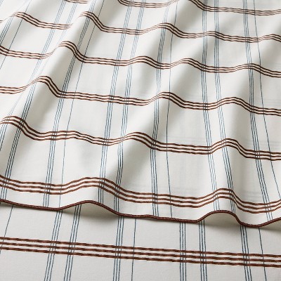 300 Thread Count Contrast Merrow Edge Plaid Sheet Set - Threshold designed