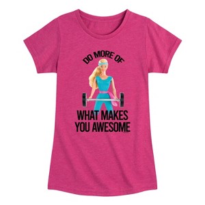 Girls' - Barbie - Do What Makes You Awesome Fitted Short Sleeve Graphic T-Shirt - 1 of 3