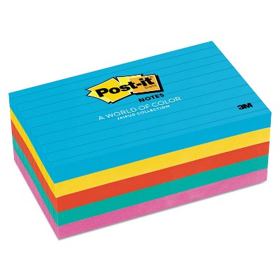 Post-it Original Pads in Jaipur Colors 3 x 5 Lined 100-Sheet 5/Pack 6355AU