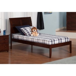 AFI Furnishings Portland Twin Extra Long Platform Bed with Open Footboard and Turbo Charger in Walnut - 1 of 4