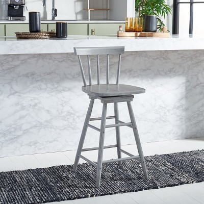 Gray Wood Swivel Windsor Counter Stool
