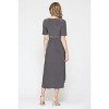 Hello Miz Women's Hi-Low Short Sleeve V Neck Maternity Wrap Dress with Belt - 3 of 4