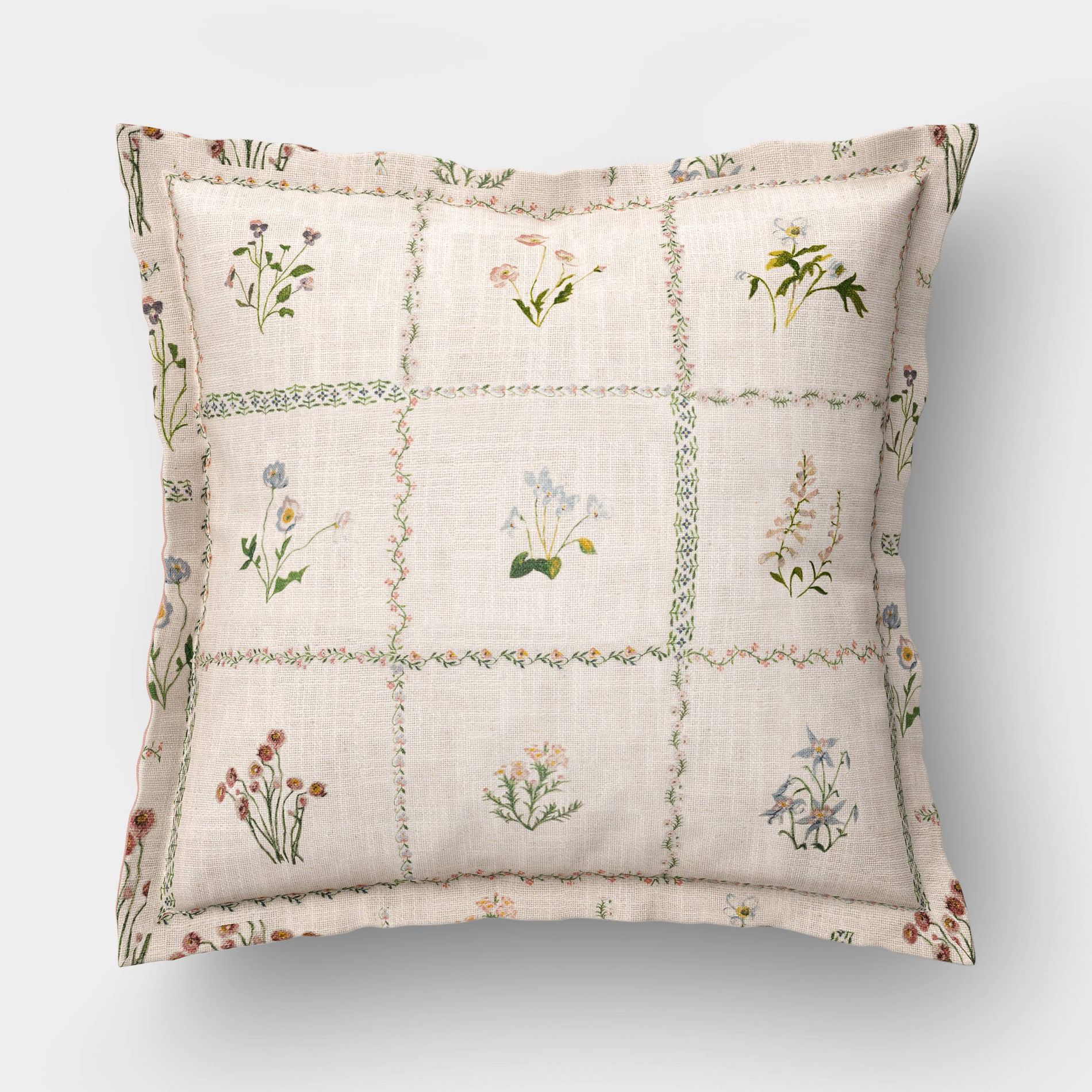 18''x18'' Woven Floral Print Checked Throw Pillow - Threshold™