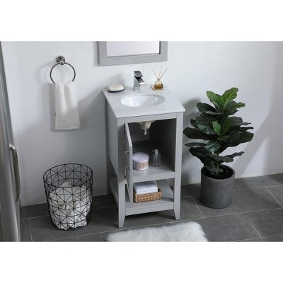 Gray 18" Single Bathroom Vanity with Quartz Top