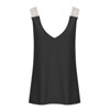 Women's Casual Lace Strap Waffle Knit Tank V-Neck Sleeveless Top Lace-Trimmed T-Shirt for Summer - 4 of 4