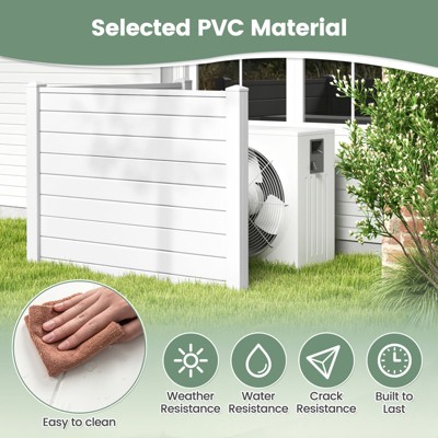 White PVC Outdoor Privacy Fence Panels with Stakes, 48"L x 37.5"H, 2-Piece Set