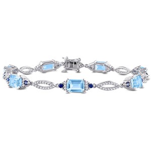 EVERLY JEWELRY | Sterling Silver 10 1/5 CT TGW Sky Blue Topaz Sapphire White Topaz Bracelet, 7.25 inch - 1 of 4