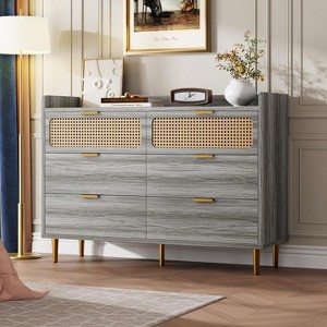 6 Drawer Double Dresser for Bedroom, 47" Wide Modern Closet Dressers Chest of Drawers, Wood Storage Dresser Organizer for Nursery Bedroom - 1 of 4