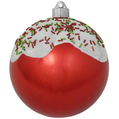 Christmas by Krebs 2ct Red and White Candy Sprinkles Shatterproof Matte Christmas Ball Ornaments 6" (150mm)