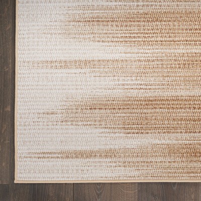 Brown and Beige Abstract Flatweave Runner Rug with Non-Slip Backing