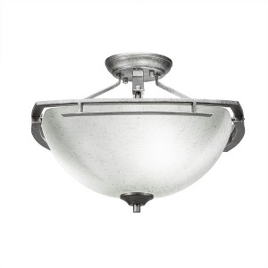 Toltec Lighting Uptowne 3 - Light Flush Mount in  Aged Silver with 13.5" White Muslin Shade - 1 of 1
