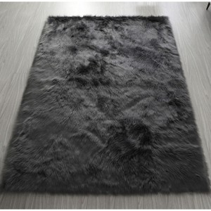 LunaLulinlk Gray Polyester"Cozy Collection" Ultra Soft Fluffy Faux Fur Sheepskin Area Rug - 1 of 4