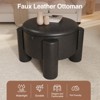 Storage Ottoman with Removable Top, Faux Leather Round Coffee Table & Upholstered Footrest - 3 of 4