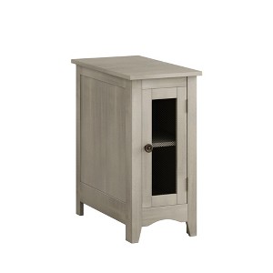 Gulches Transitional Washed Antique Gray MDF Pine 11 in Closed Cabinet Metal Mesh Door Base End Tables - 1 of 4