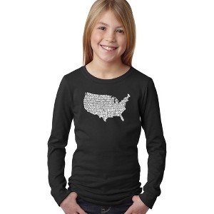LA Pop Art Girl's Word Art Long Sleeve - THE STAR SPANGLED BANNER - 1 of 4