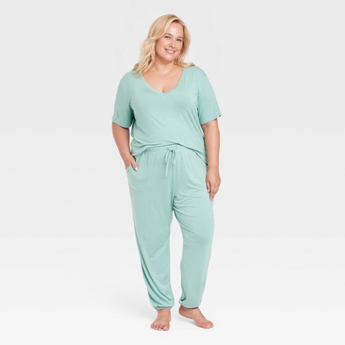 Women's Cloud Knit Short Sleeve Top and Jogger Pants Pajama Set - Auden™ - image 1 of 3