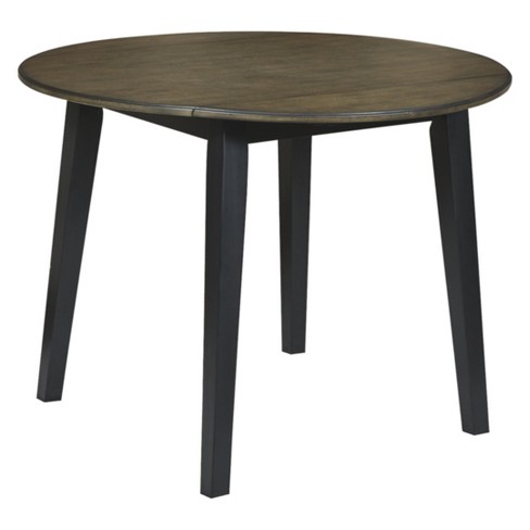 Black and brown round dining table Froshburg Round Drop Leaf Dining Table Black Brown Signature Design By Ashley Target