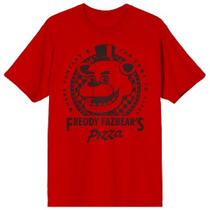 Five Nights At Freddy's Freddy Fazbear's Pizza Where Fantasy & Fun Come To Life Men's White Crew Neck Short Sleeve T-shirt - 1 of 3