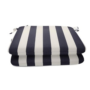Casual Cushion Stripe Sunbrella Fabric 2-Piece Indoor/Outdoor Seat Pad Cushion - 1 of 4