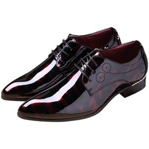 Santimon Dress Shoes Pointed Toe Floral Patent Leather Lace Up Oxfords - 1 of 4