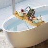 Bambusi Luxury Bamboo Bathtub Caddy Tray, Expandable Sides Bath Caddy Tray (Book, Wine, Glass, Cell Phone Holder - image 2 of 4