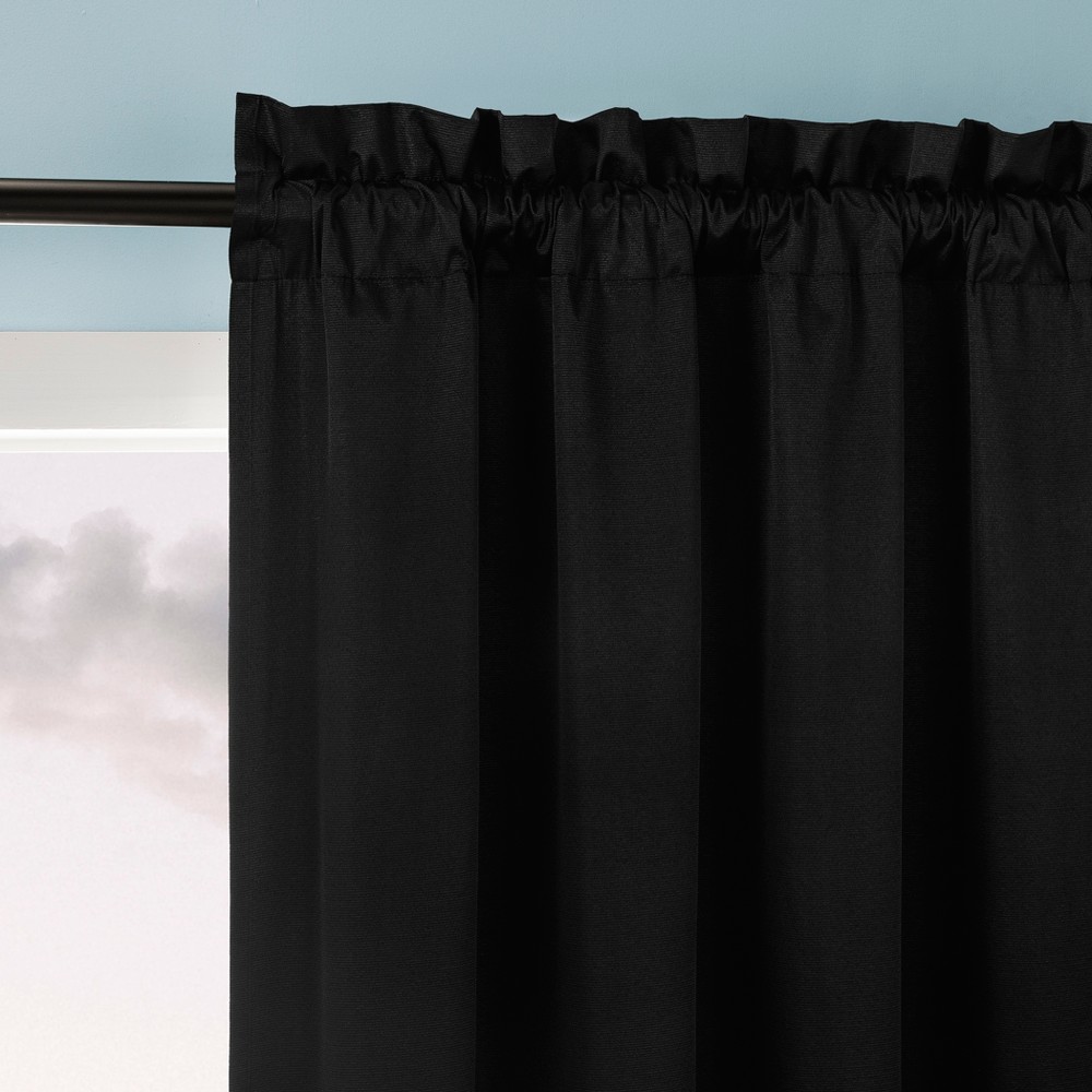 40&#34;x84&#34; Sun Zero Doucet Thermal Blackout Rod Pocket Curtain Panel Black: Energy Efficient, Noise Reduction, Indoor Use