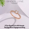 Round Engagement Ring for Women by Ginger Lyne .5 Ct Simulated Diamond Sterling Silver Wedding Rings - 3 of 4