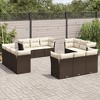 vidaXL 12 Piece Patio Sofa Set with Cushions Brown and Cream Poly Rattan - Without Table - 2 of 4