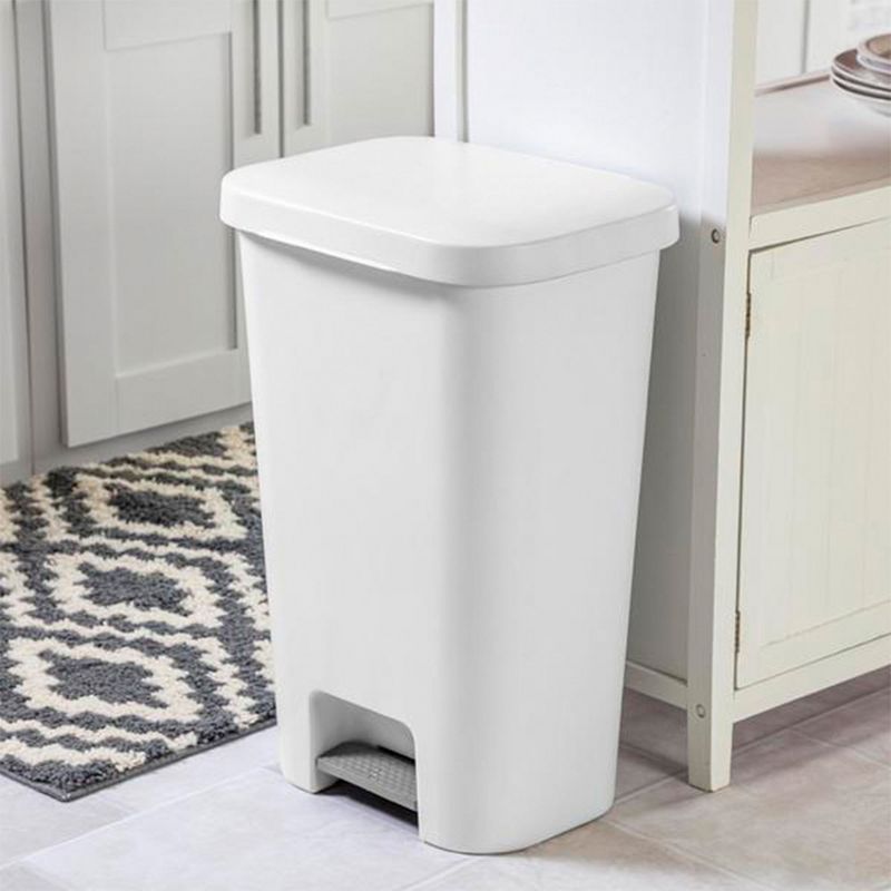 Sterilite Rectangular Step On  Kitchen Plastic Indoor Wastebasket with Wide Opening Lid and Comfort Handle for Home, 5 of 7