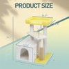 27.5in Cat Tree, Multi-level Cat Tower with Cat Scratching Post and Pad, Cozy Cat Condo, Padded Top Bed for Kittens and Indoor Cats, Yellow & White - 2 of 4
