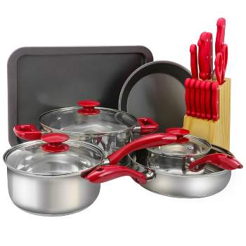 San Jacinto 9 Piece Aluminum Cookware Set In Red Speckle : Target