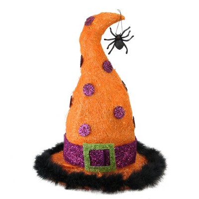 Northlight 15.75" Halloween Prelit Sisal Witch's Hat Outdoor Decoration - Orange/Purple