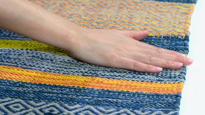 Coastal Breeze Hand-Woven Blue Cotton Square Accent Rug