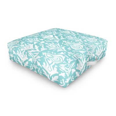 Emanuela Carratoni Teal Ikat Outdoor Floor Cushion - Deny Designs