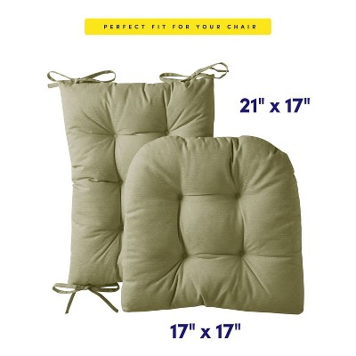 Sage Tufted Rocking Chair Cushion Set with Non-Slip Backing