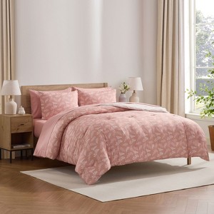 Nestl Bed in a Bag, 7pc Comforter Set Botanical Design, Modern Comforter Sets with Sheets, Bed in a Bag Bed Set - 1 of 4