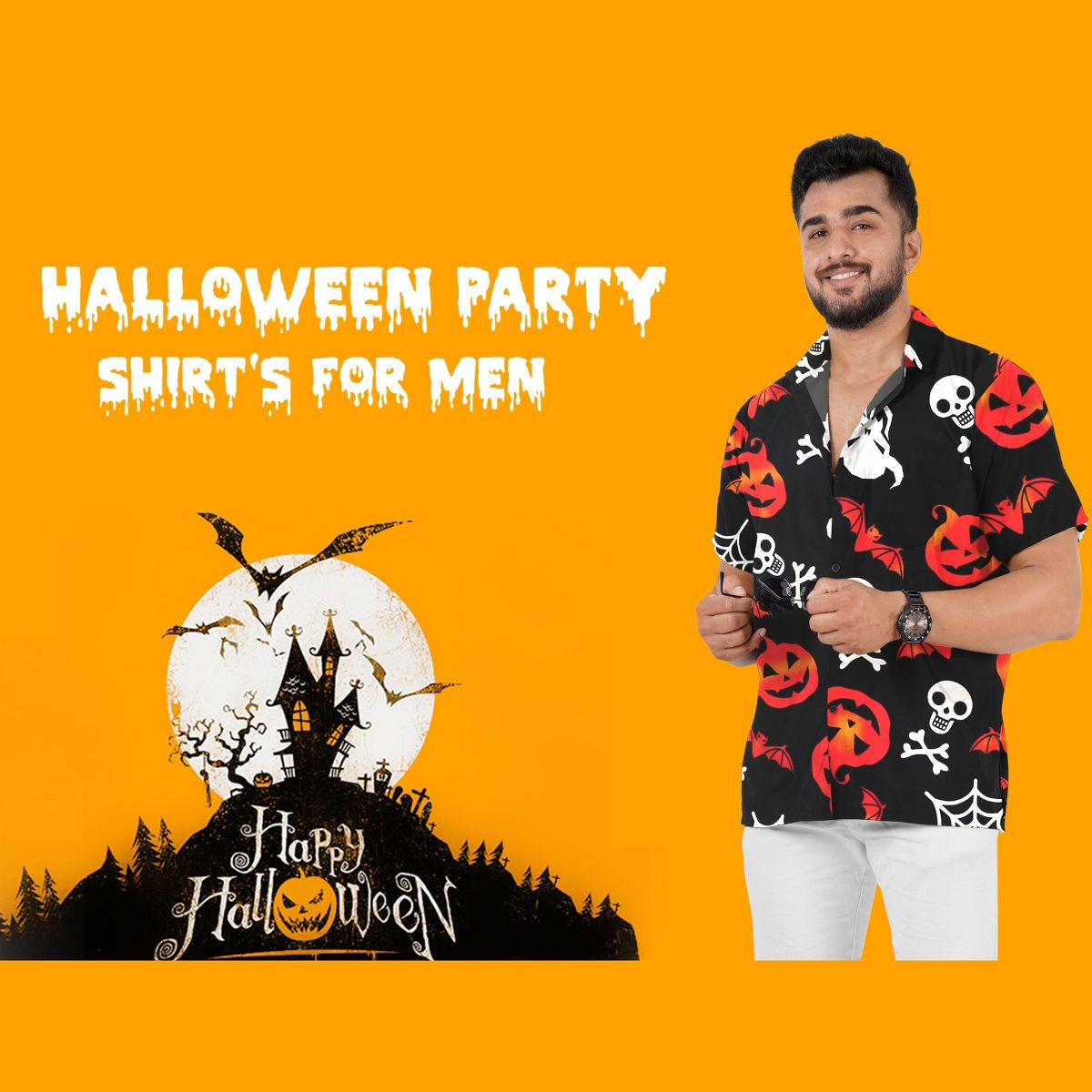 HAPPY BAY Men's Halloween Costumes Hawaiian Short Sleeve Button Down Shirt Mens Shirt Holiday Shirts for Men Funny - thumbnail 4