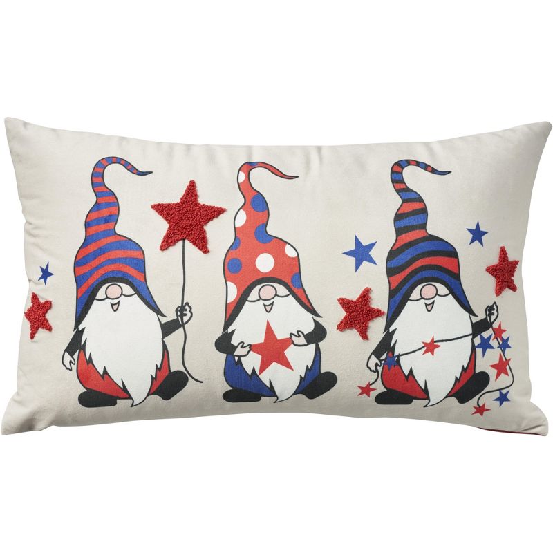Mina Victory Holiday Americana Gnomes 12" x 21" Multicolor Throw Pillow, 1 of 6