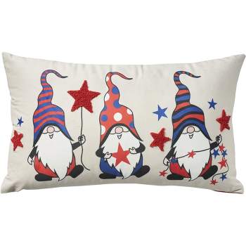 Mina Victory Holiday Americana Gnomes 12" x 21" Multicolor Throw Pillow