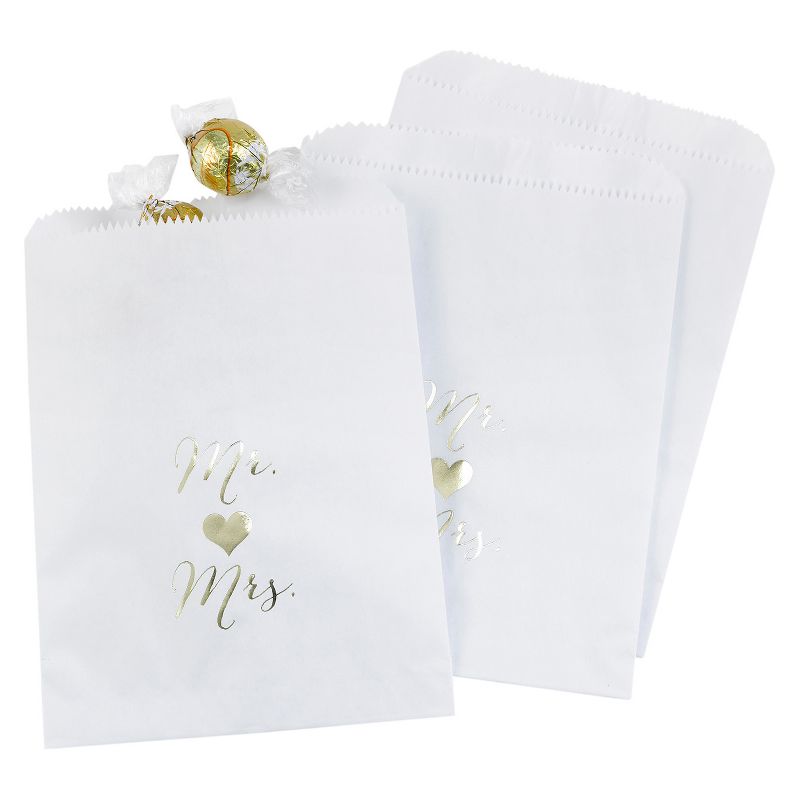 25ct Mr and Mrs Treat Bags White, 1 of 2