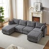 NicBex 113.5 Inch Modular Sectiona Sofa,U Shaped Convertible Corduroy Couch with Storage Ottoman for Living Room,Apartment,Office,Gray - 2 of 4