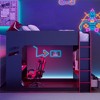 Full Size Loft Bed Gaming Bed with Height-adjustable Desk, Drawers, Storage Compartments, Hanging Rod & RGB Lights - ModernLuxe - 2 of 4