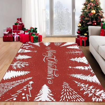 Coucheta Area Rug, Christmas Rug for Living Room, Washable Non Slip Rugs, Winter Home Decor, Soft Stain Resistant Holiday Rugs for Bedroom