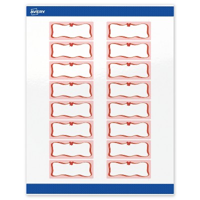 Avery Labels, 1" x 2-5/8", Gold-Pink Bow, Glossy, 160ct
