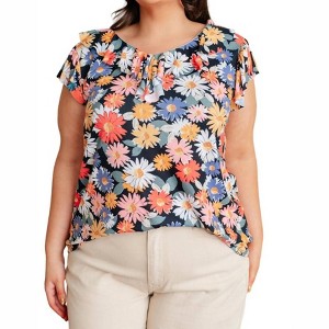 Women's Flower Power Floral Top - Now N Forever - 1 of 3